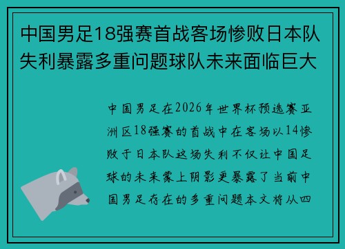 中国男足18强赛首战客场惨败日本队失利暴露多重问题球队未来面临巨大挑战